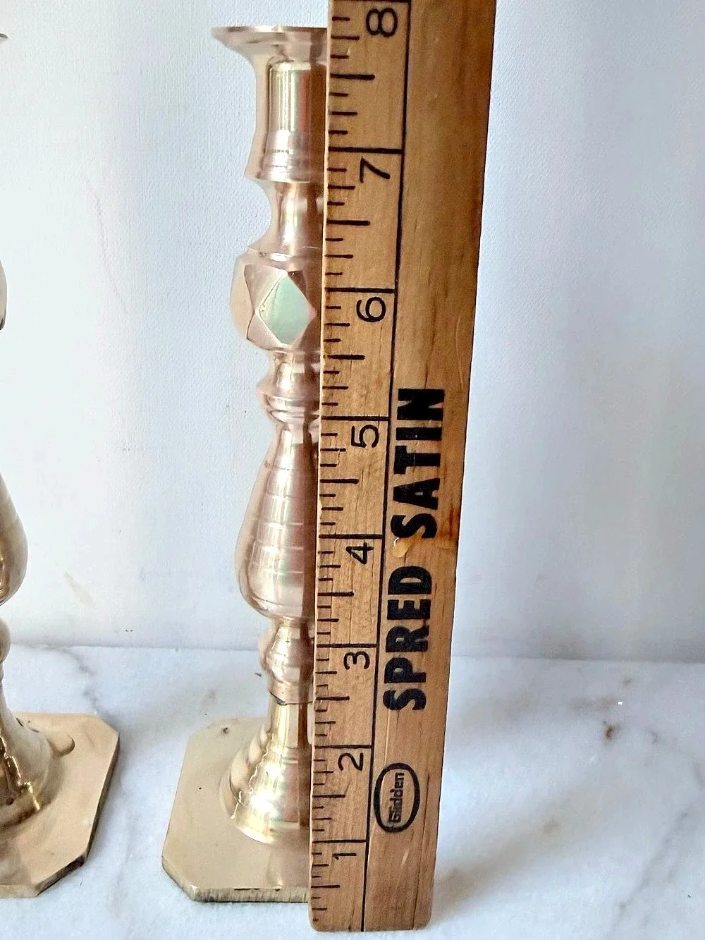 Vintage Brass Diamond Facet Boho Candlesticks Set of Two